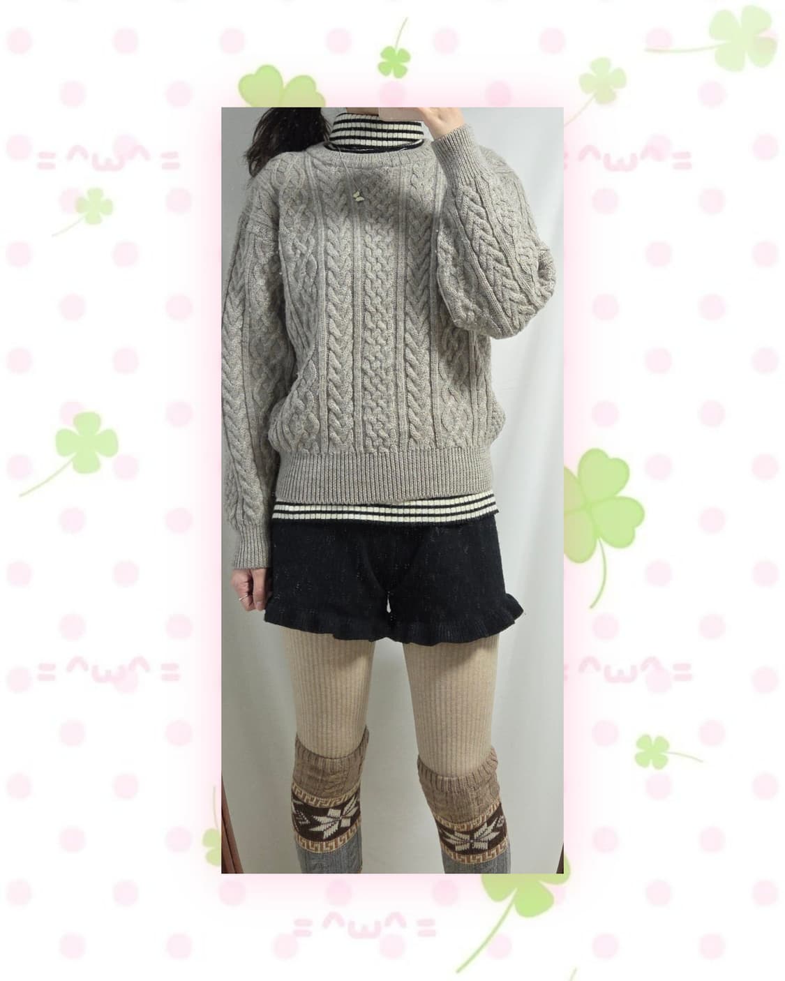 회색베이지 울 케이블 꽈배기 니트 상품이미지2