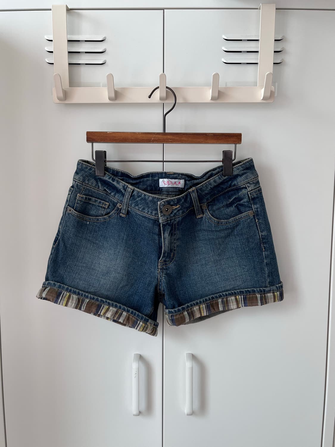 Colza 체크 롤업 레이어드 데님 숏팬츠 반바지 상품이미지8