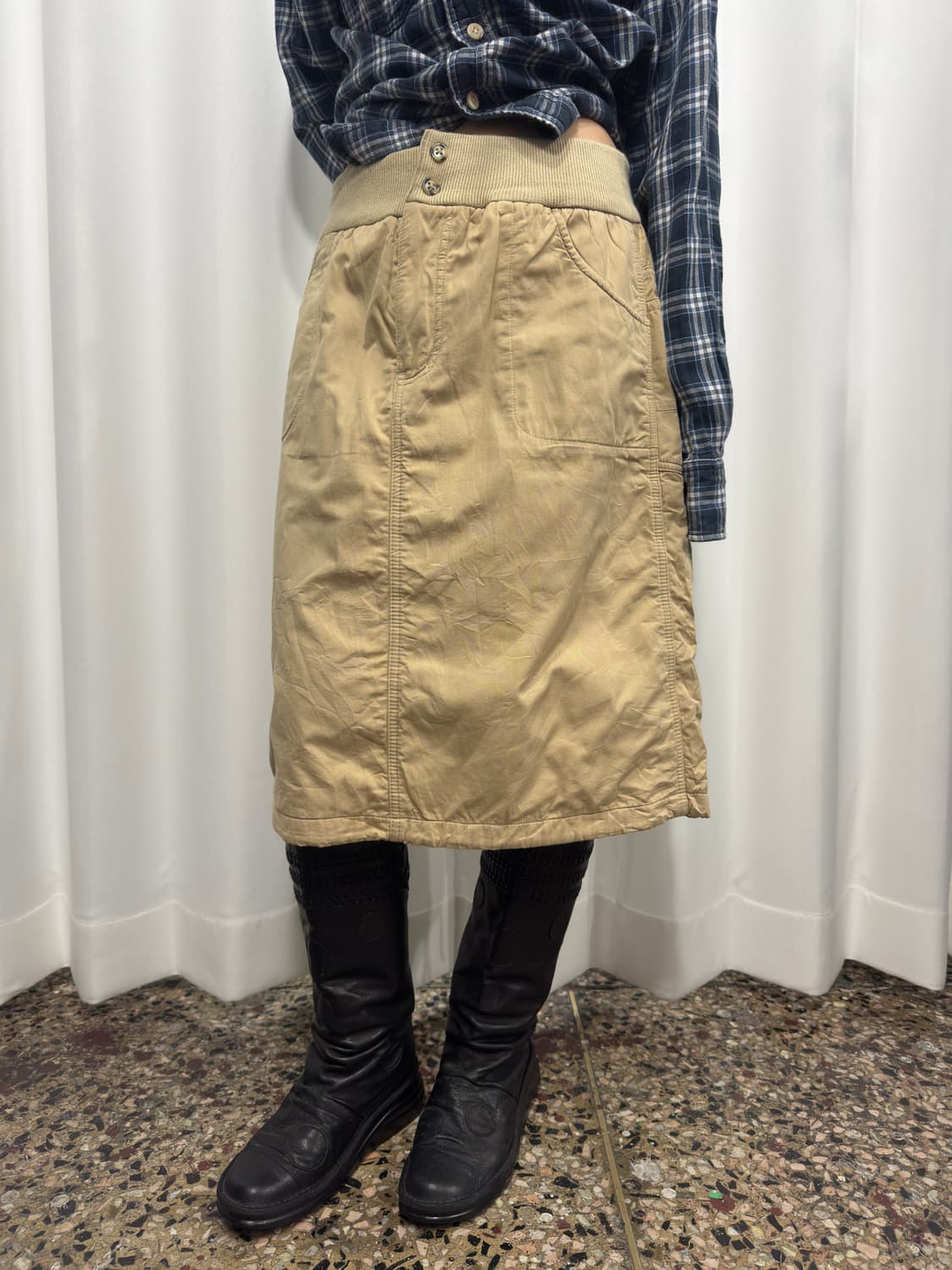 beige banding midi skirt 상품이미지4