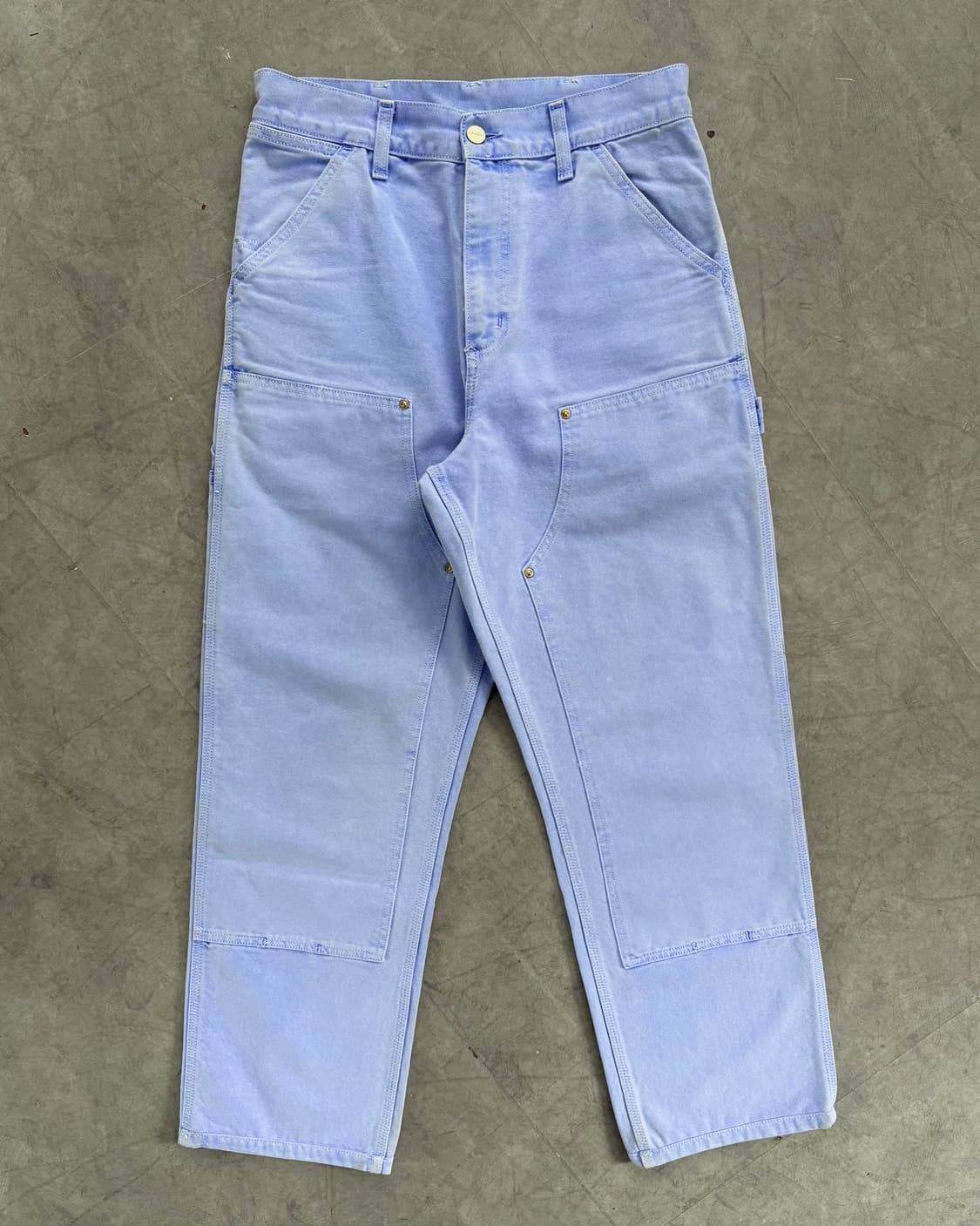 Carhartt 칼하트 라벤더 블루 캔버스 더블 니 팬츠 상품이미지1