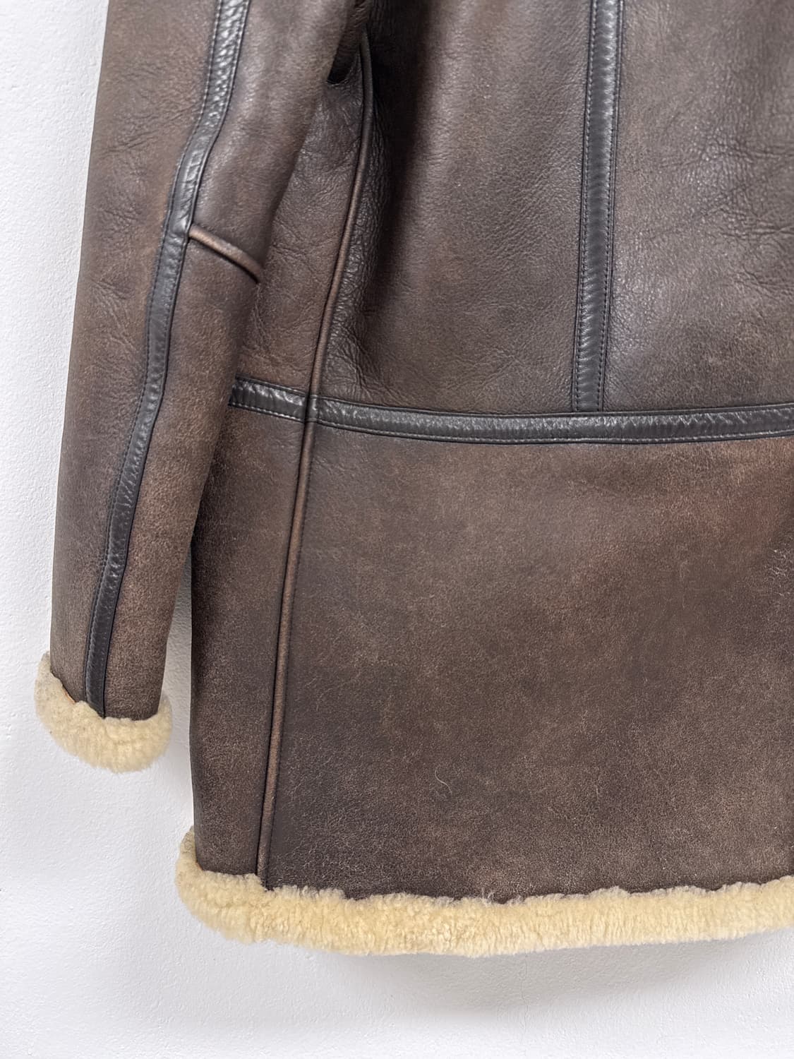 [B][95]스페인 크랙 메리노 무스탕 시어링 하프 코트 상품이미지10