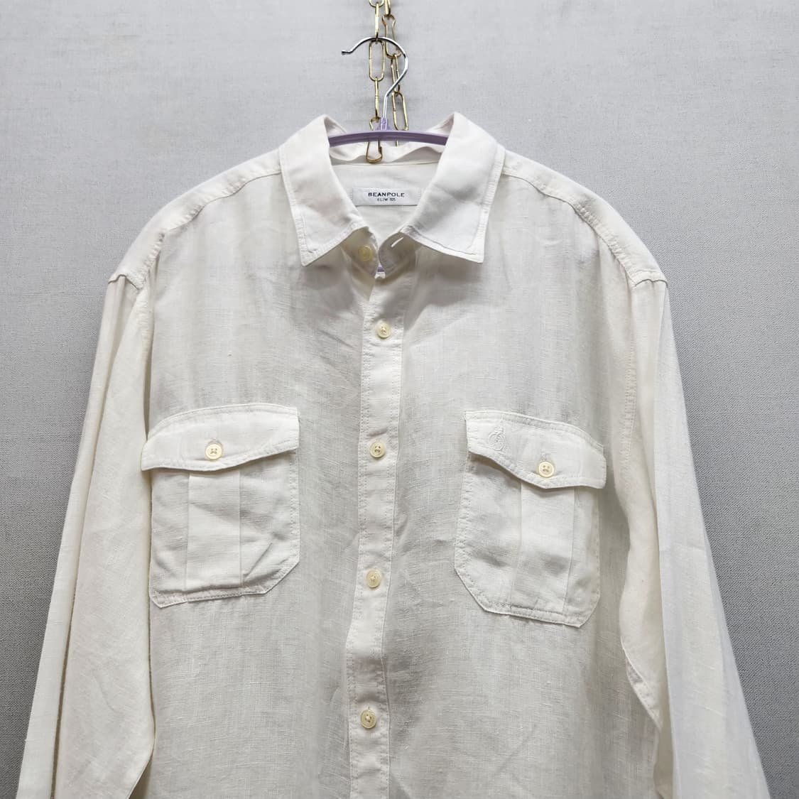 빈폴 로고 투포켓 린넨100% 화이트 셔츠 105(XL) 상품이미지2