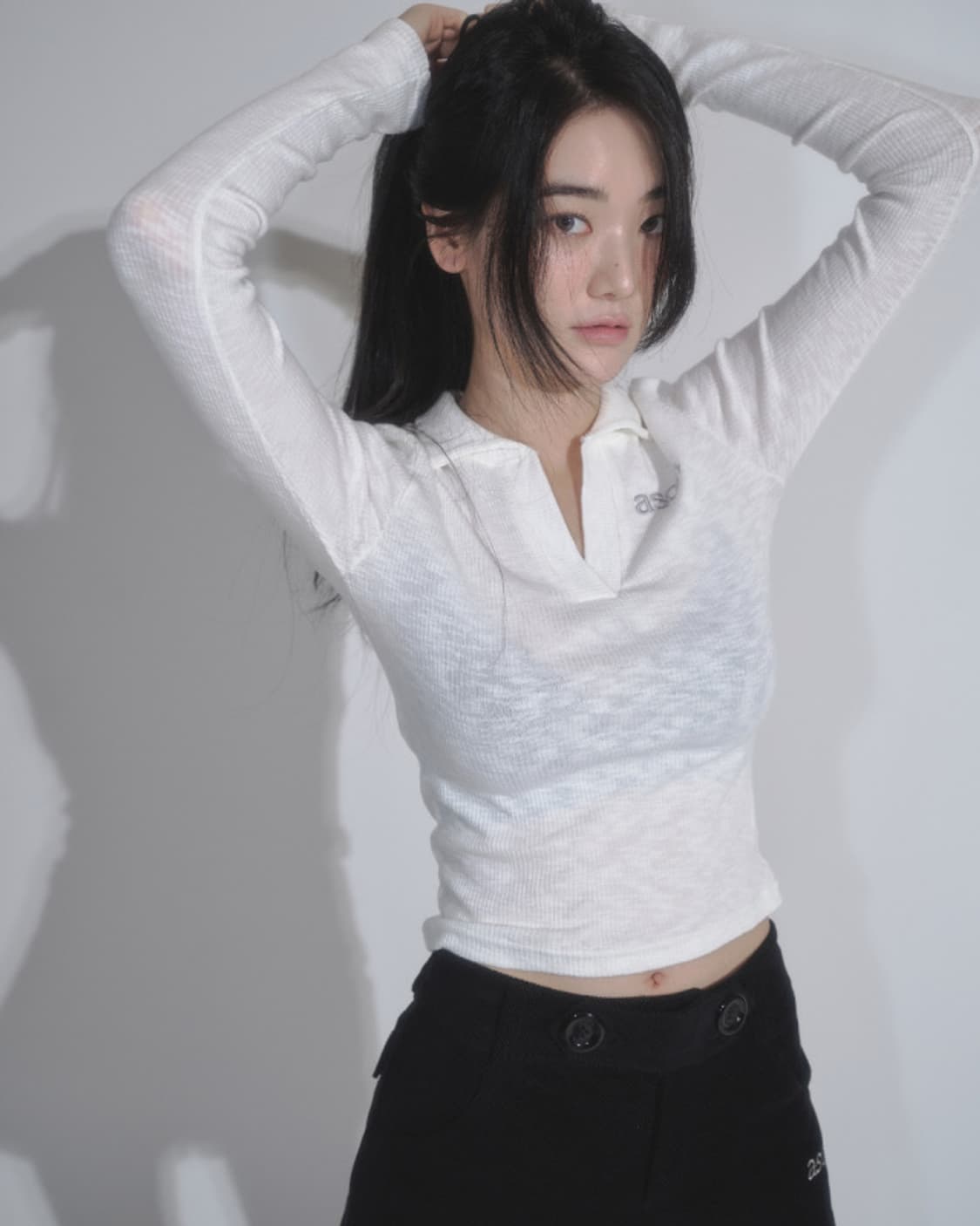 애즈온 아이비 카라 롱슬리브 화이트 상품이미지1