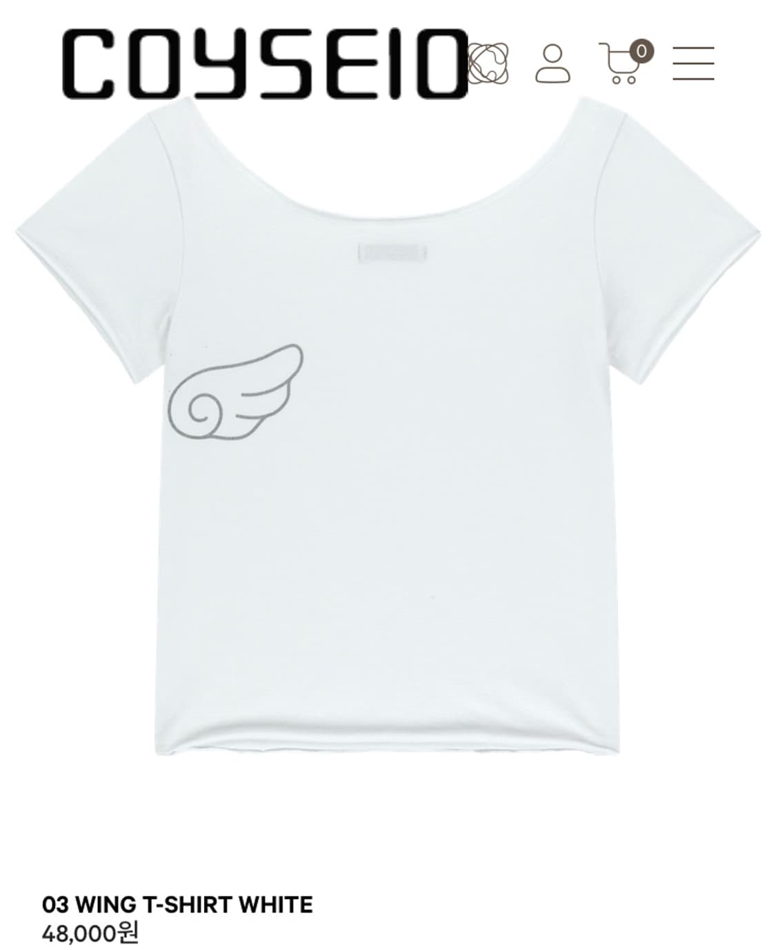 Coyseio 코이세이오 03 WING T-SHIRT WHITE 상품이미지1