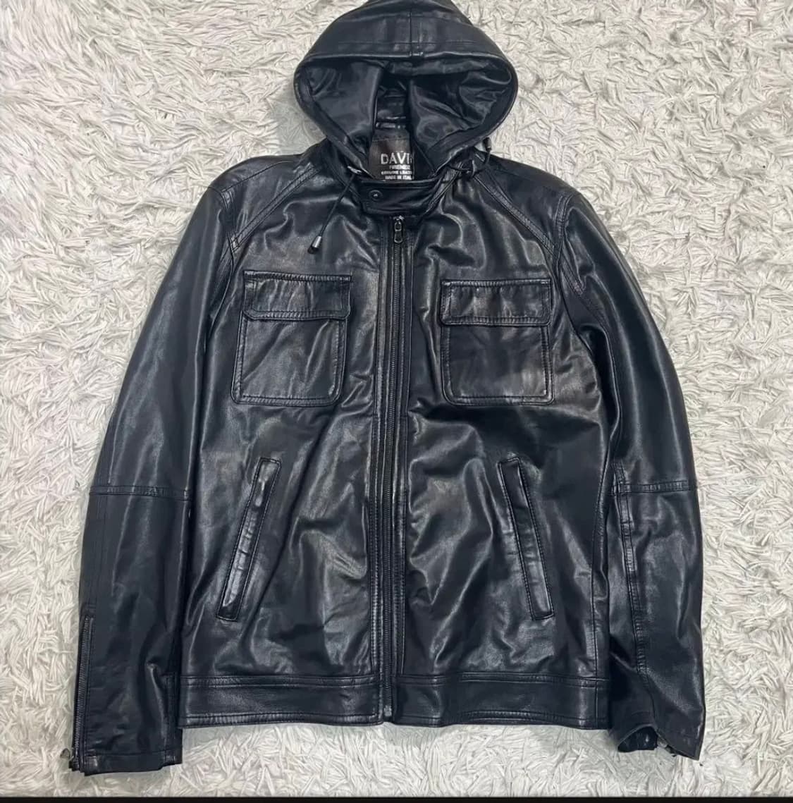 DAVID 램스킨 후드 레더 가죽 자켓 상품이미지1