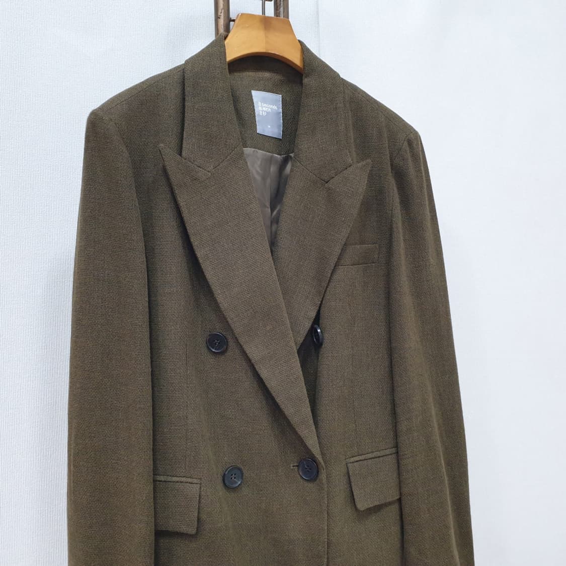 에잇세컨즈 카키 더블 버튼 린넨 자켓 90(M) 상품이미지2
