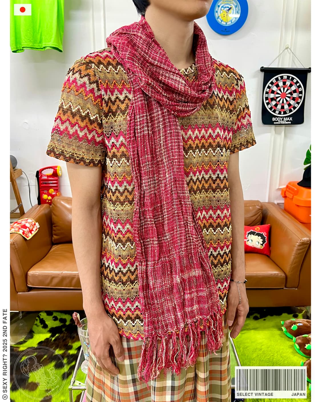 Jpn Vintage Tassel Trim Knit Long Scarf 상품이미지1