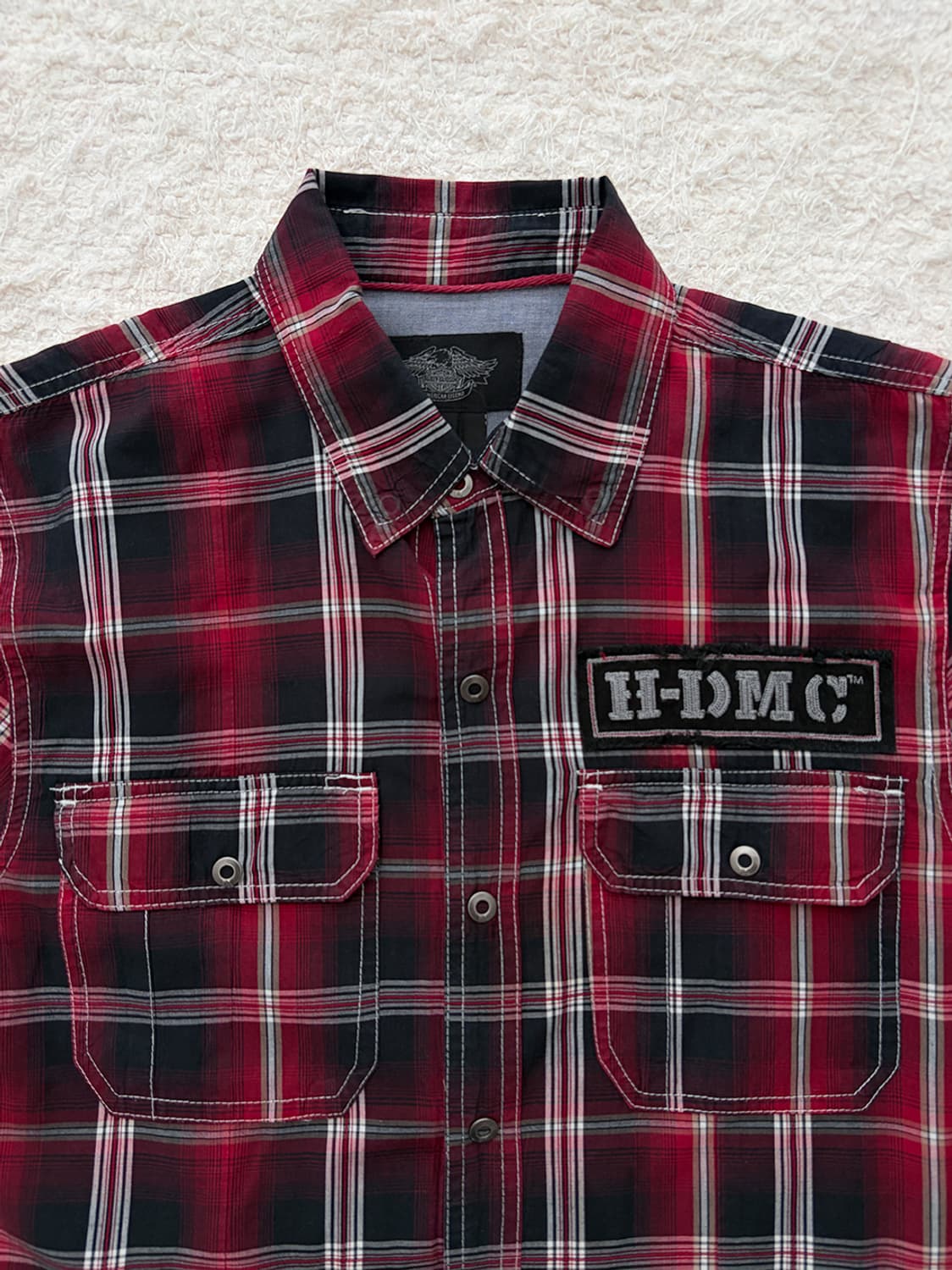 할리데이비슨 레드 투포켓 체크 반팔 셔츠 상품이미지4