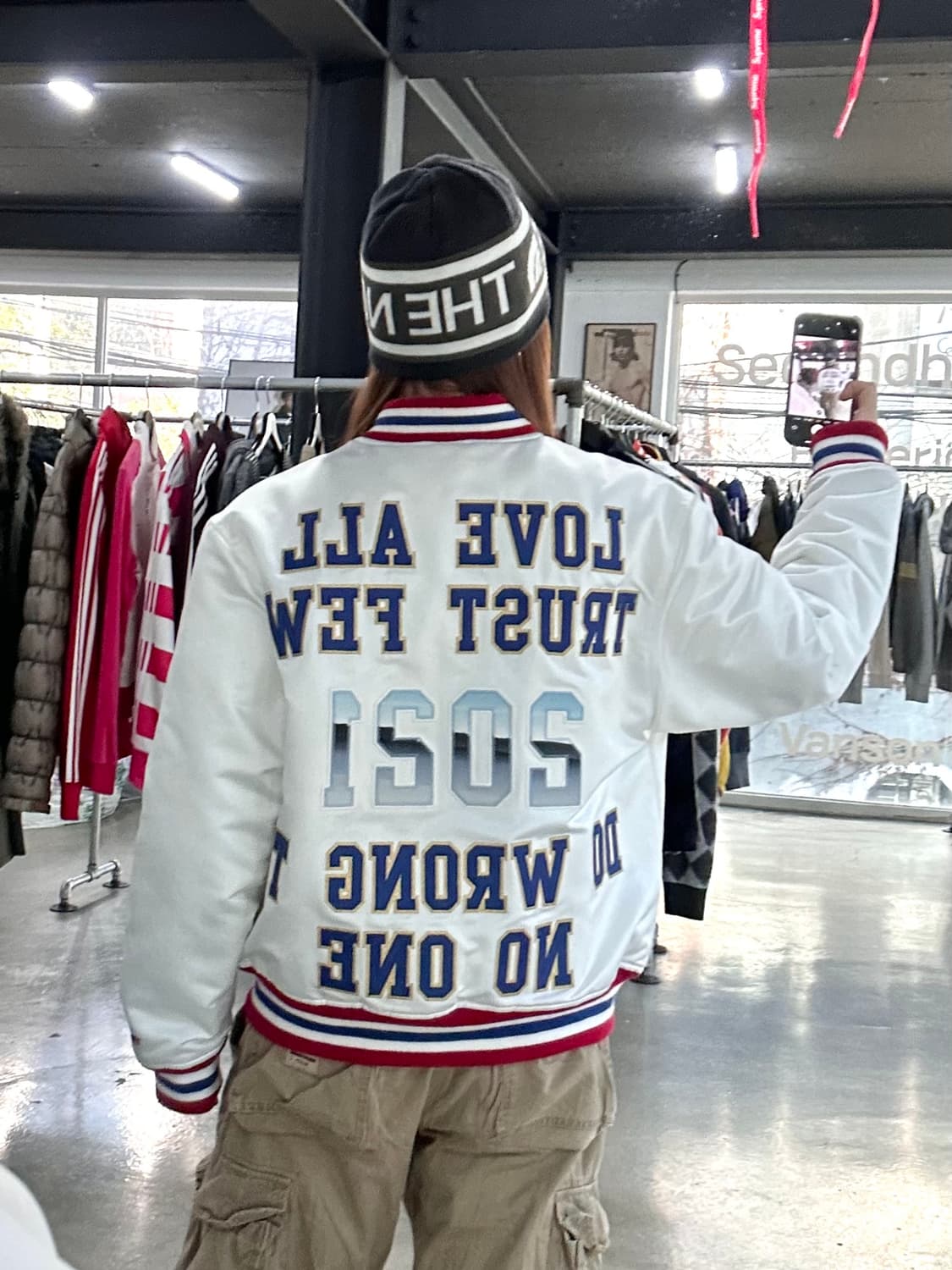 슈프림 21SS 미첼 앤 네스 사틴 바시티자켓  상품이미지3