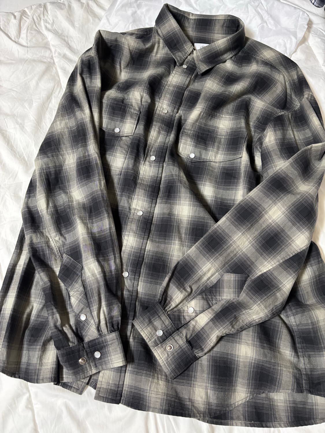 3 폴리테루 웨스턴 체크 셔츠 옴브레 차콜 상품이미지1