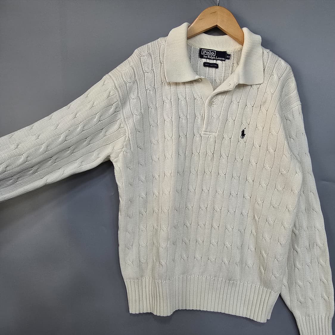 폴로 랄프로렌 케이블 카라 니트 아이보리 90 상품이미지4