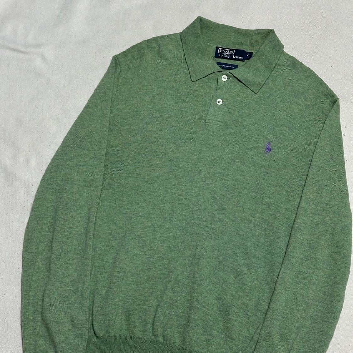XL 폴로랄프로렌 라이트 그린 메리노 울 카라 니트  상품이미지1