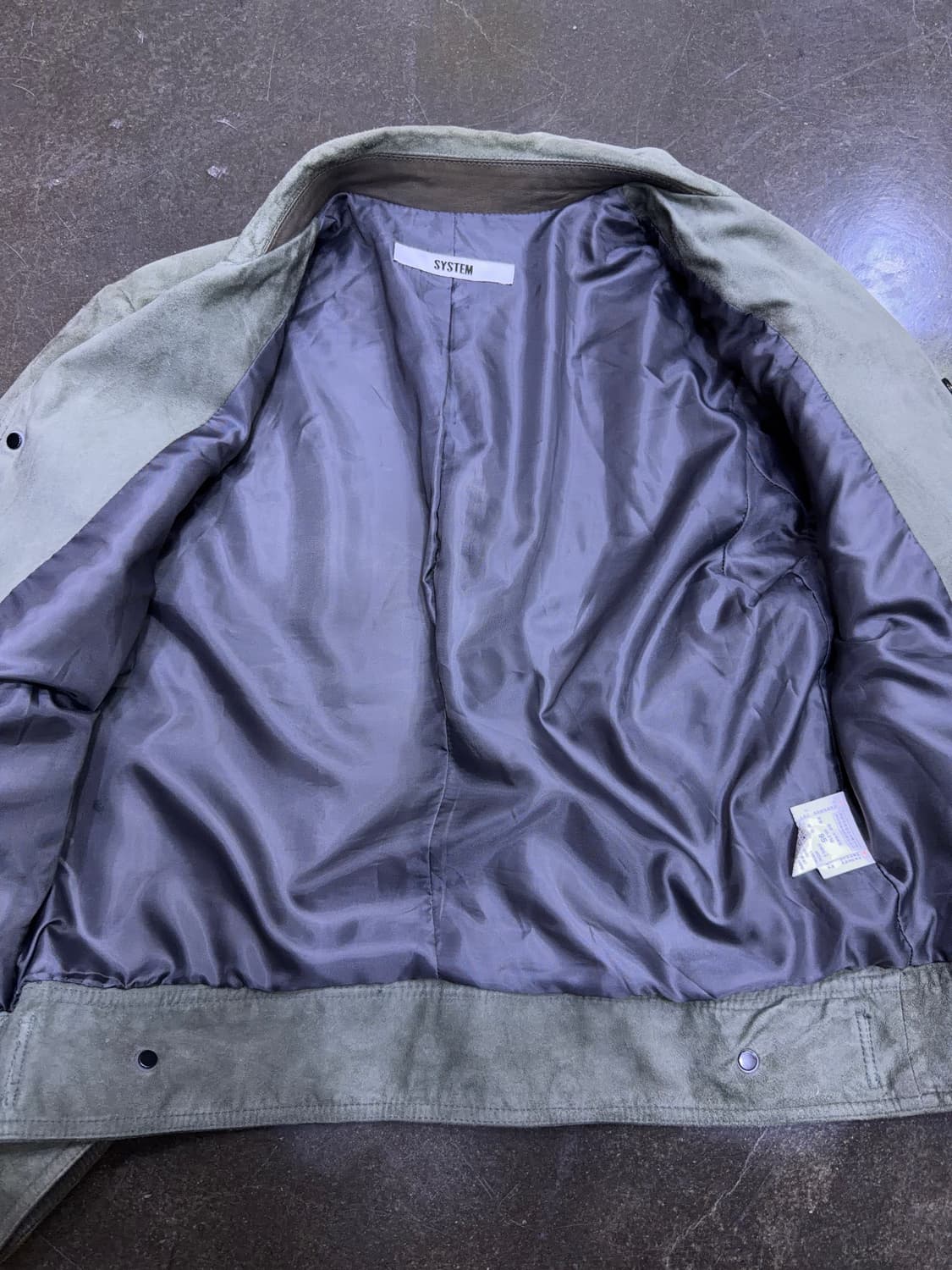 시스템옴므 염소가죽 스웨이드 트러커 자켓 카키 95 상품이미지7