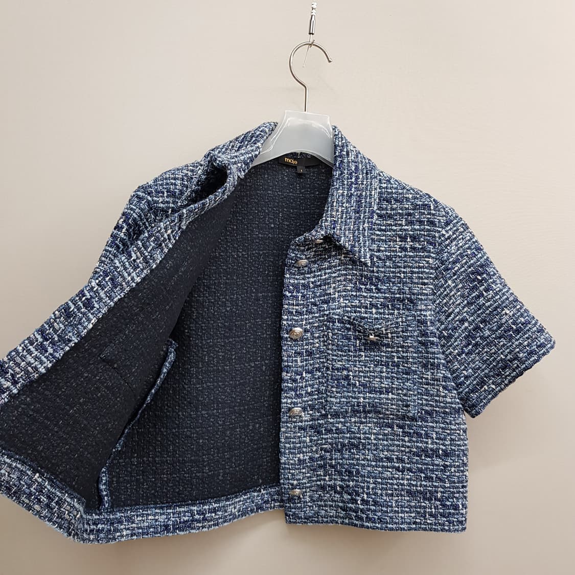 MAJE 마쥬 블루 트위드 크롭 반팔 자켓  1사이즈 상품이미지6