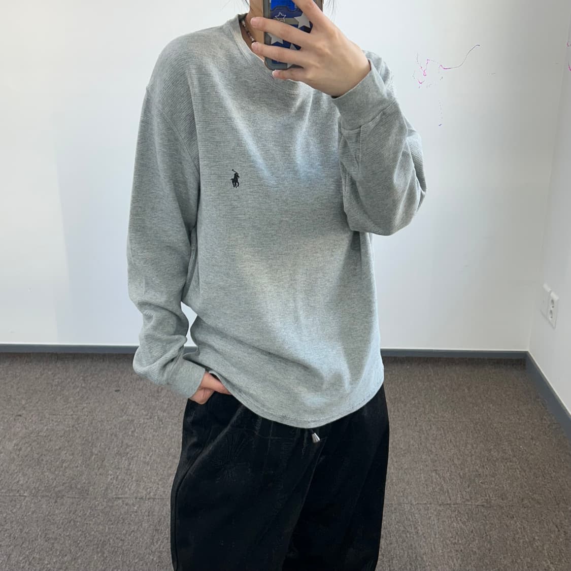 Polo 폴로 블랙 포니 그레이 와플니트 상품이미지2