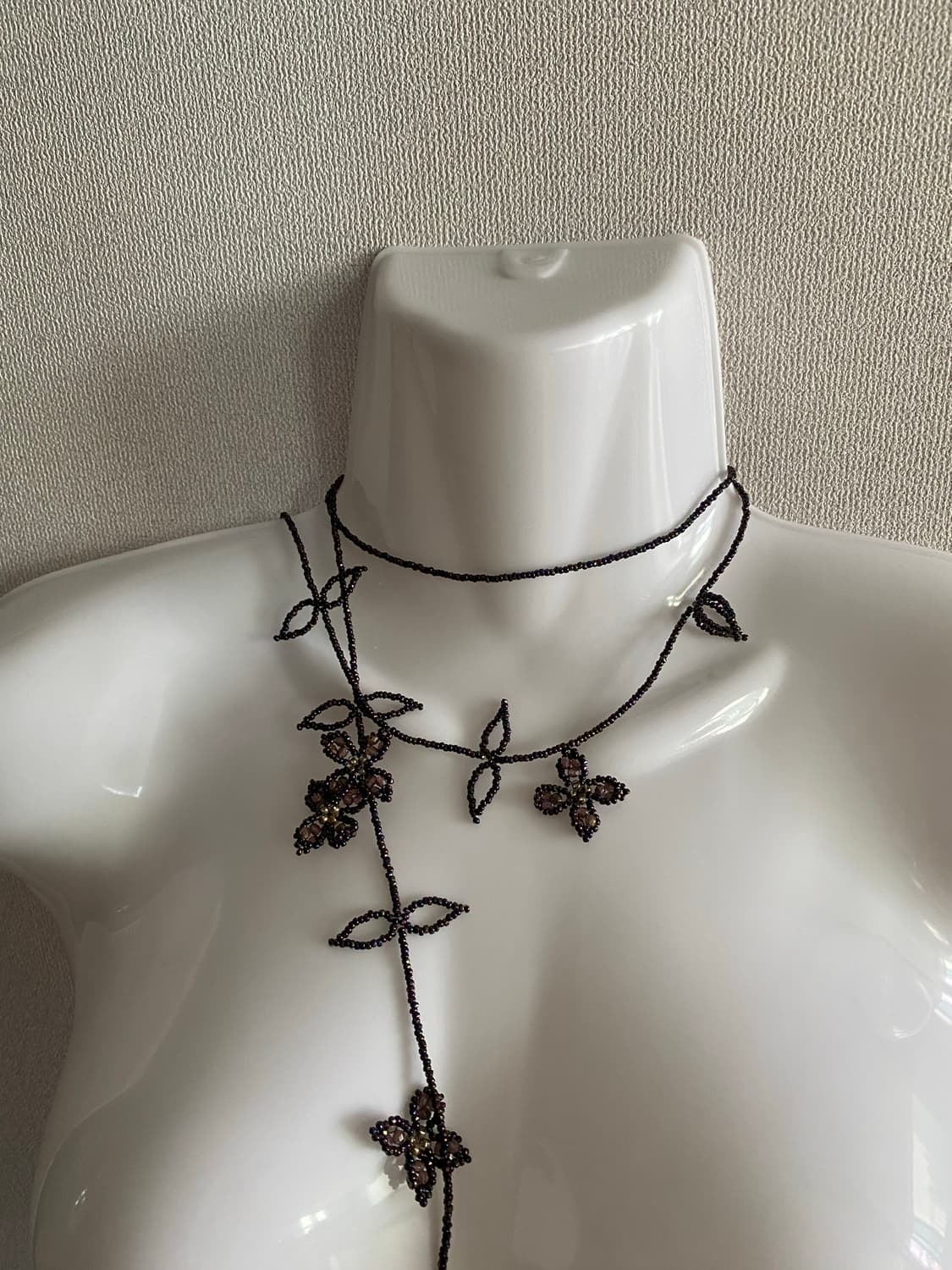 일본 수입 비즈 롱 목걸이 타이형 상품이미지5