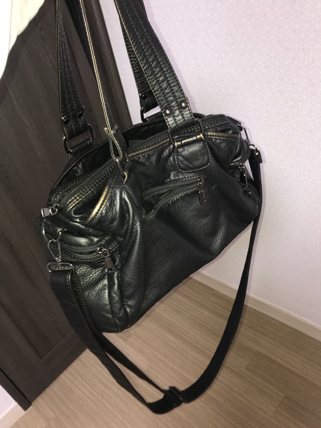 블랙 페이크레더 백 상품이미지1