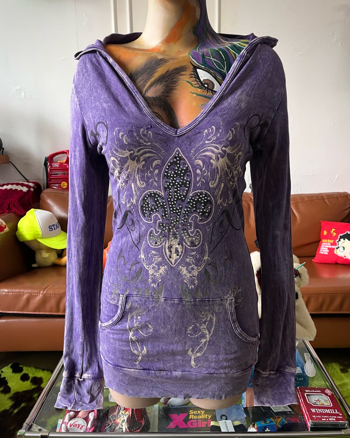 90-00s davida U.S.A Y2K Hood T-Shirt 상품이미지2