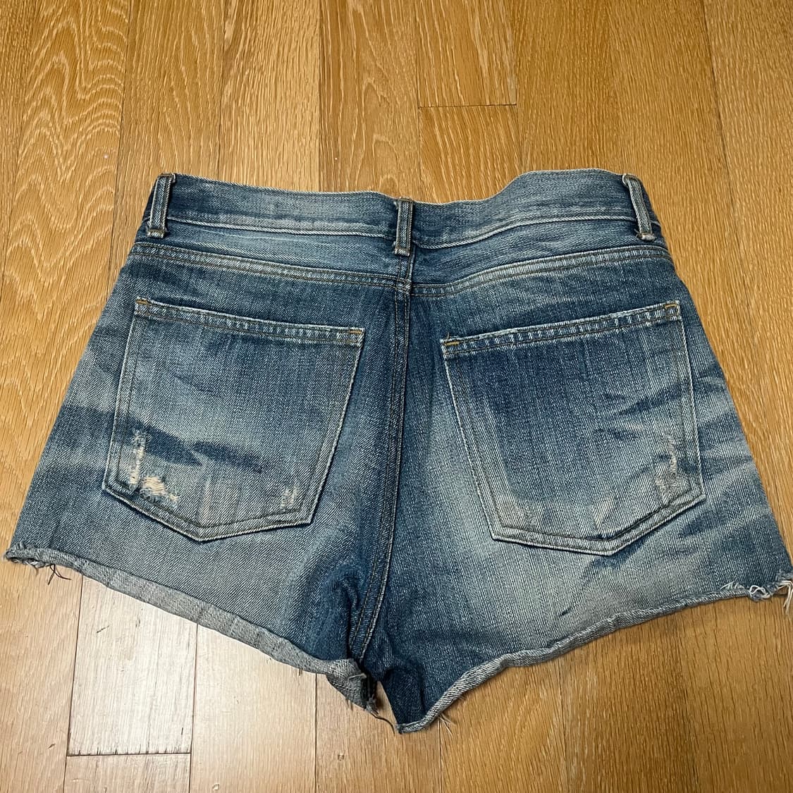 버튼플라이 빈티지 워싱 데님 팬츠 반바지 상품이미지3