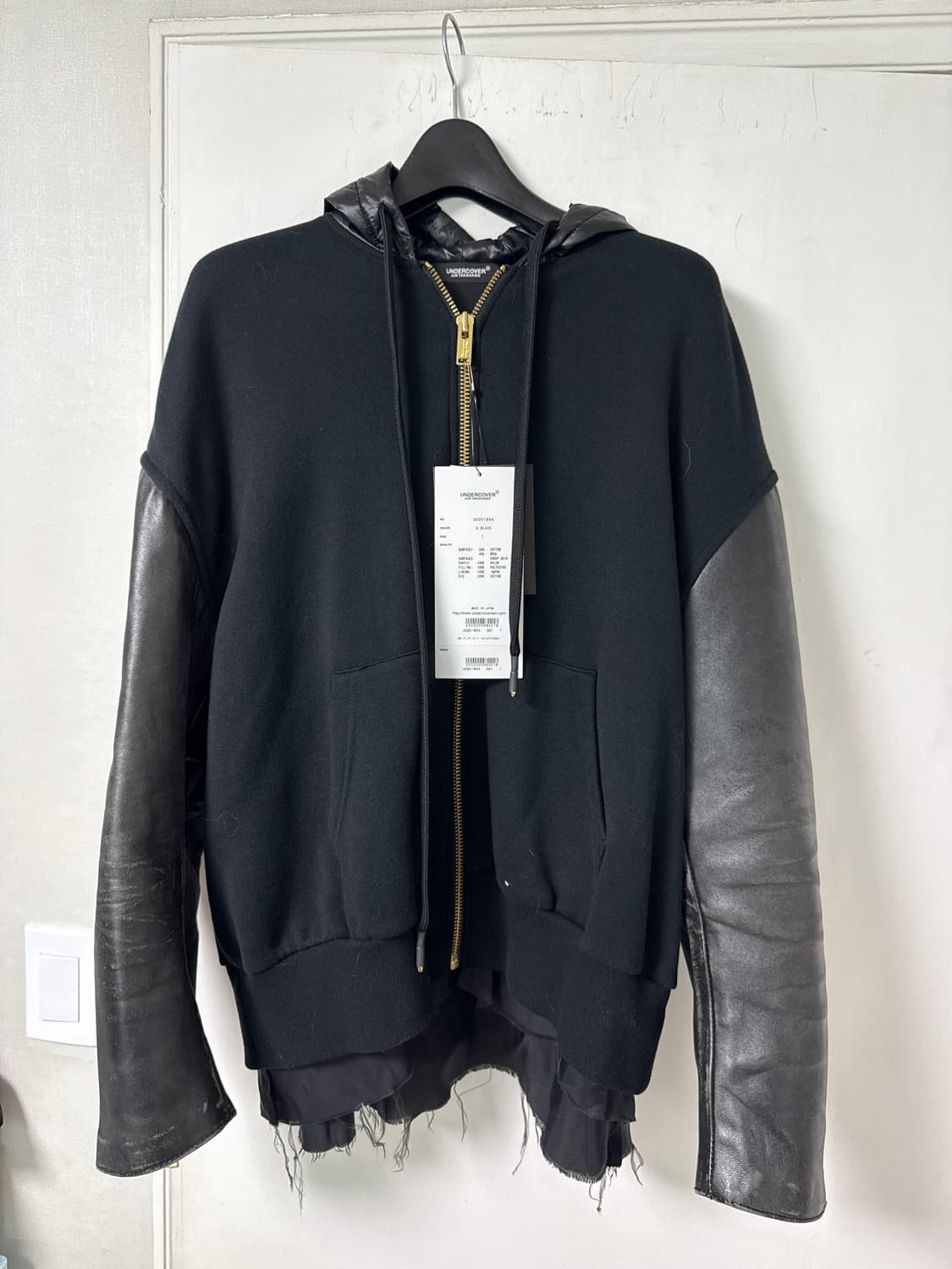 언더커버 24ss 양가죽 슬리브 나일론 후드 집업 상품이미지3