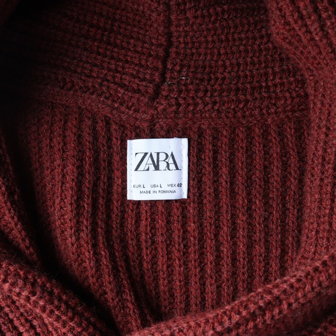 ZARA 숄칼라 골지 니트 가디건 버건디 L 상품이미지6