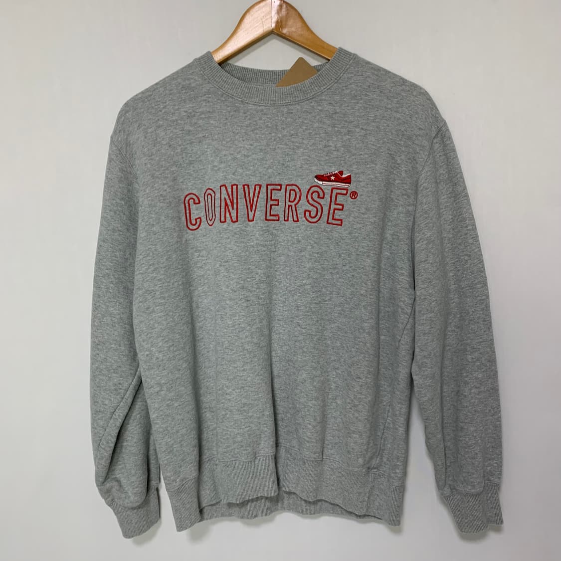 컨버스 로고 자수 맨투맨 회색 L 빈티지 여성 상품이미지2