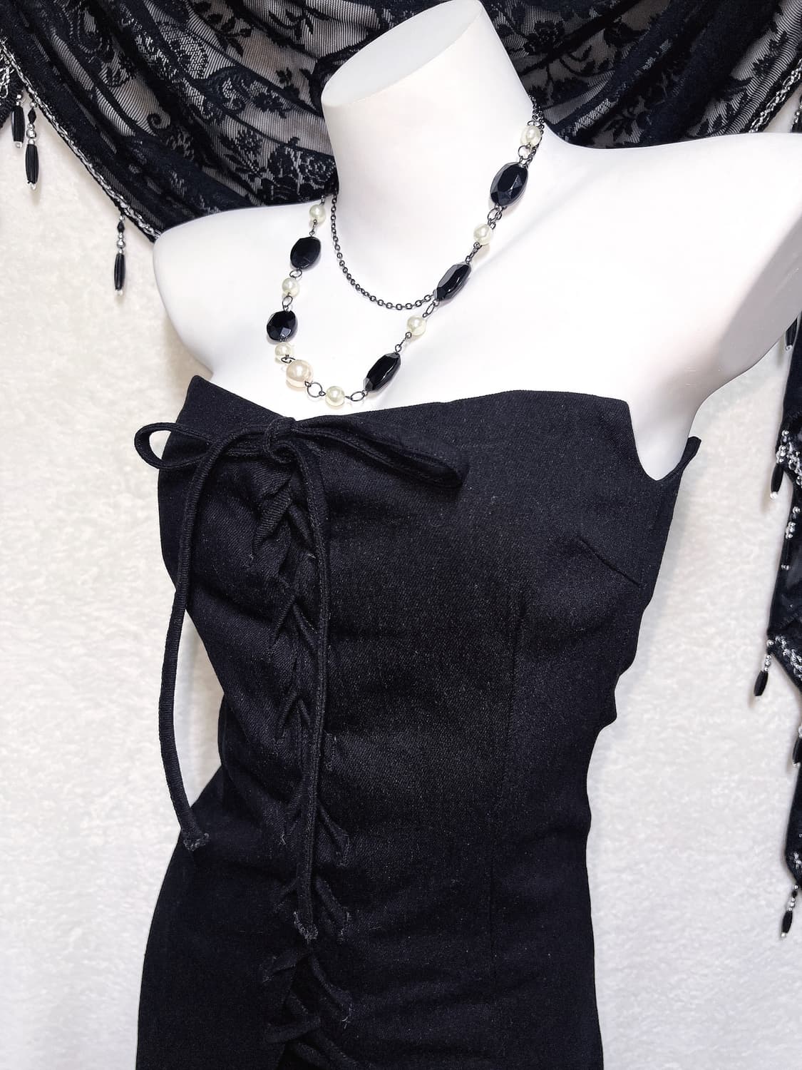 로맨틱고딕 고스펑크 히메갸루 블랙 코르셋 미니원피스 아일렛 탑드레스 섹시 상품이미지7