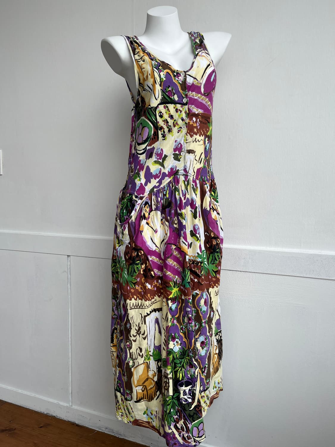 HIGH-TECH 퍼플 보헤미안 아트 패턴 원피스 상품이미지1