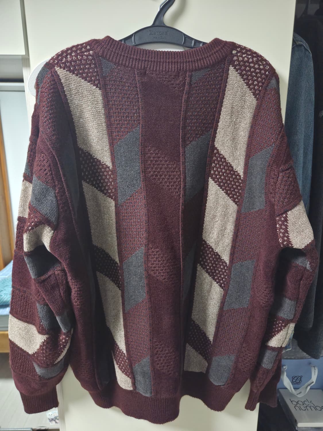 빈티지 패턴 라운드넥 울 니트 L 상품이미지2