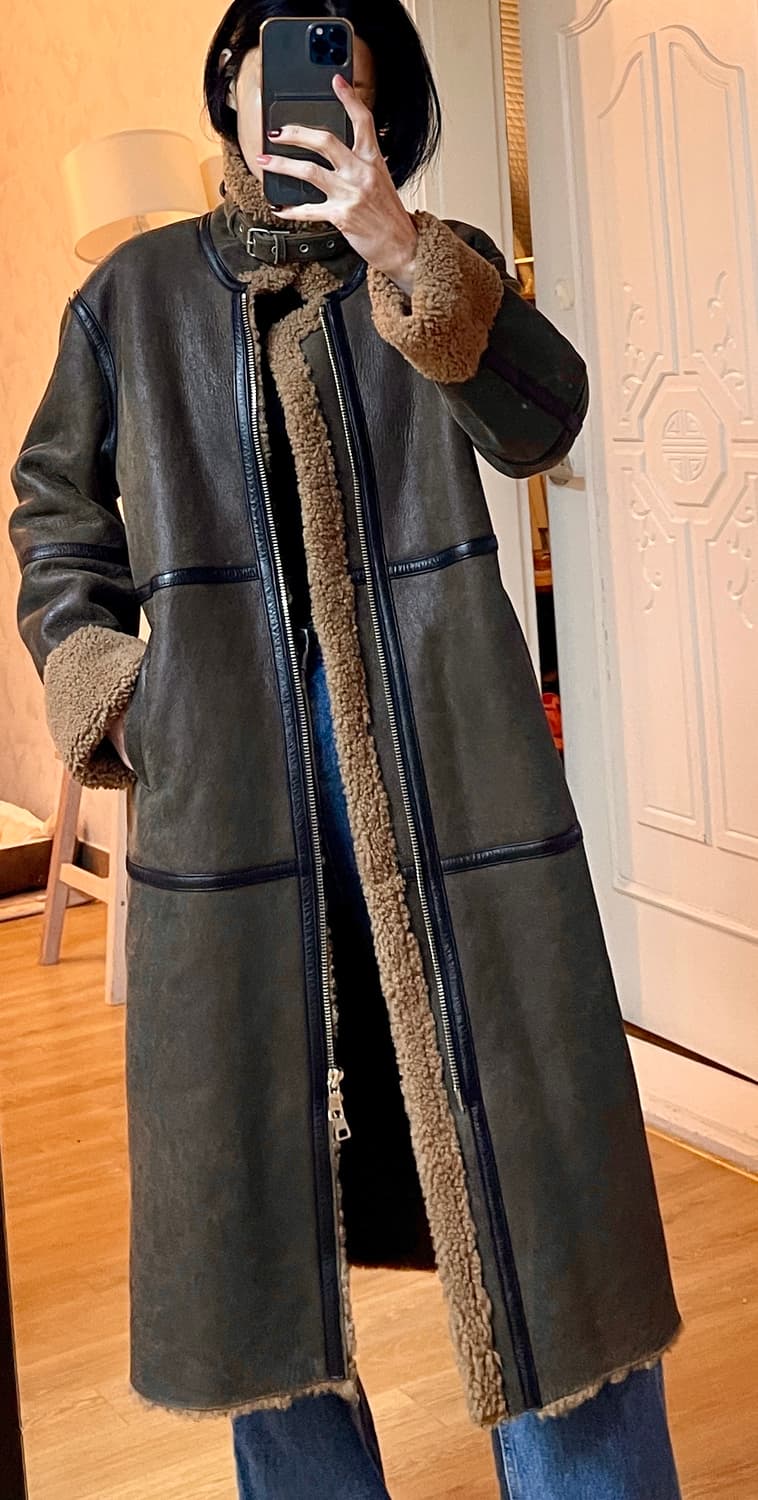 ✨리얼 램스킨 롱 무스탕 (전체 양털 안감) 상품이미지7