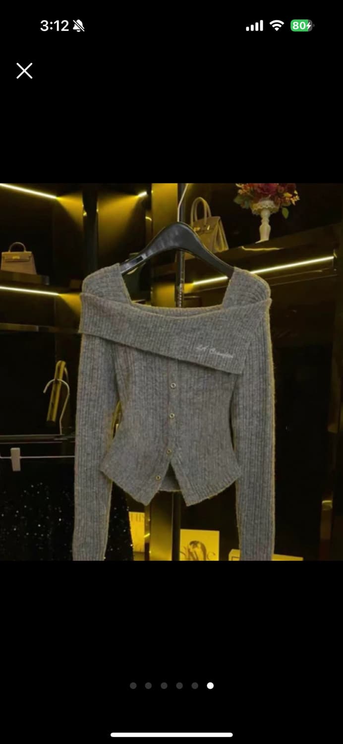 회색 오프숄더 니트 상품이미지4