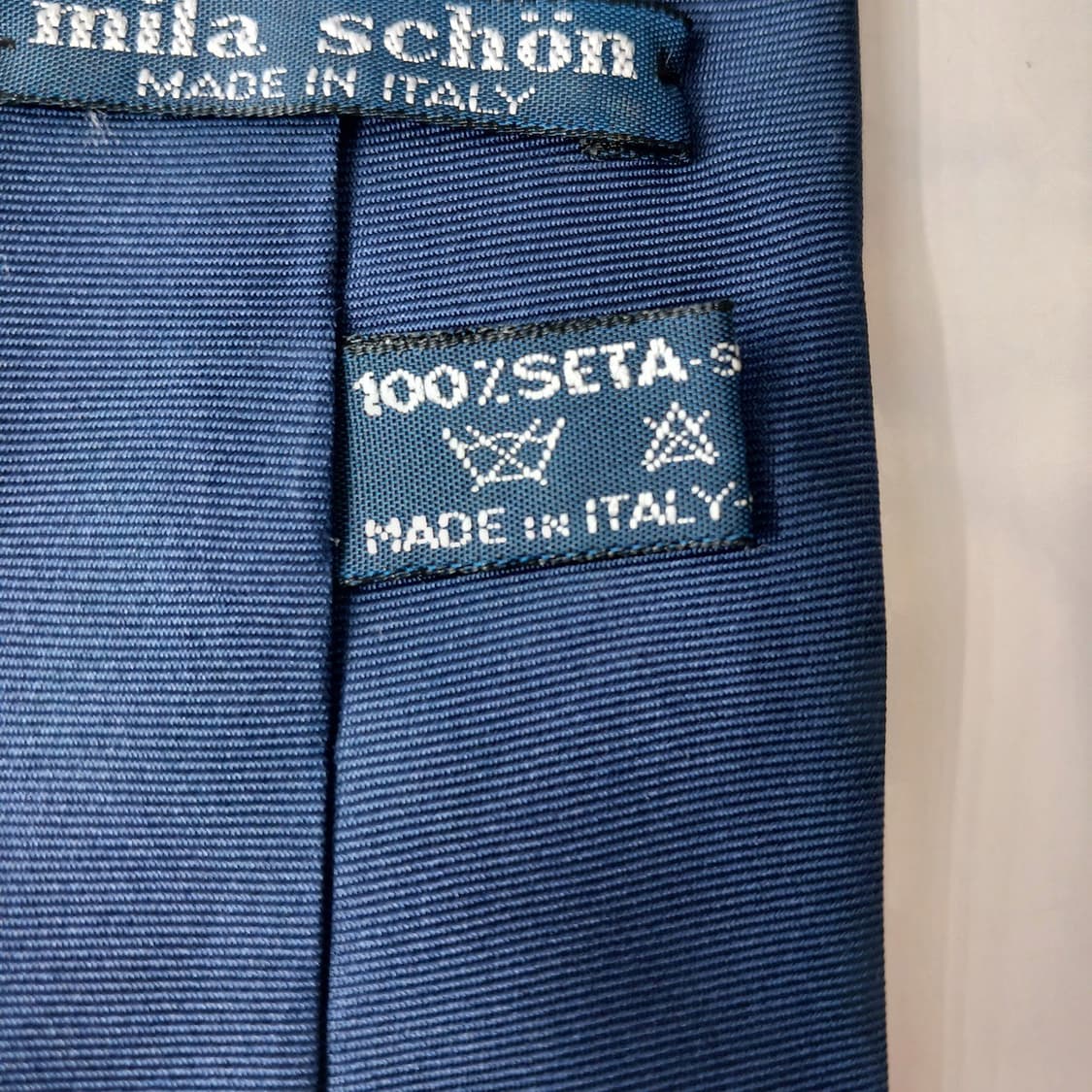 밀라숀 실크 네이비 기하 패턴 넥타이 8.9cm A+등급 A19753 상품이미지8