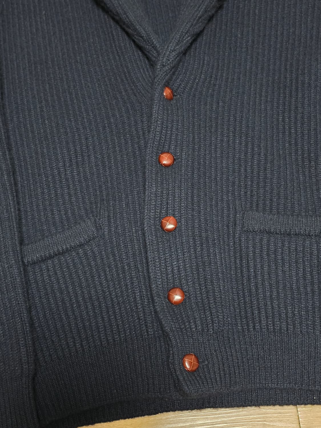 44size택포80만)25fw윌리엄로키 캐시미어 숄카라 가디건 네이비 상품이미지3