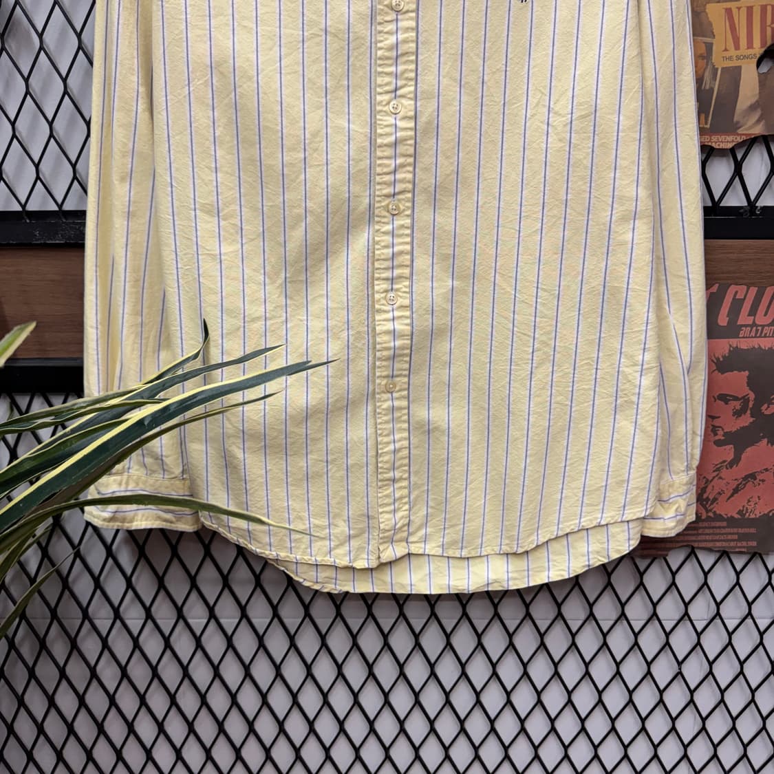 폴로 랄프로렌 스트라이프 긴팔 셔츠 네이비 포니 로고 포인트 옐로 상품이미지4