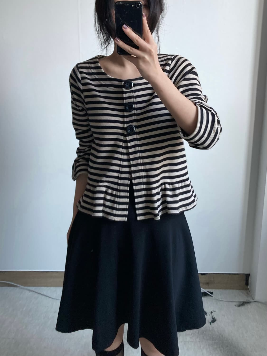 빈티지 스트라이프 프릴 니트 자켓 상품이미지1