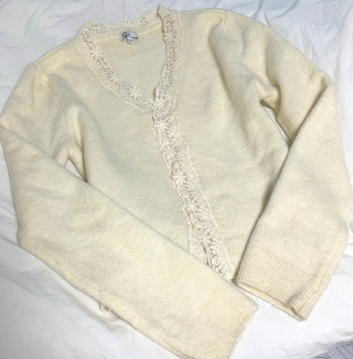 섭듀드 Subdued 레이스 가디건 라이트 옐로우 M 상품이미지2