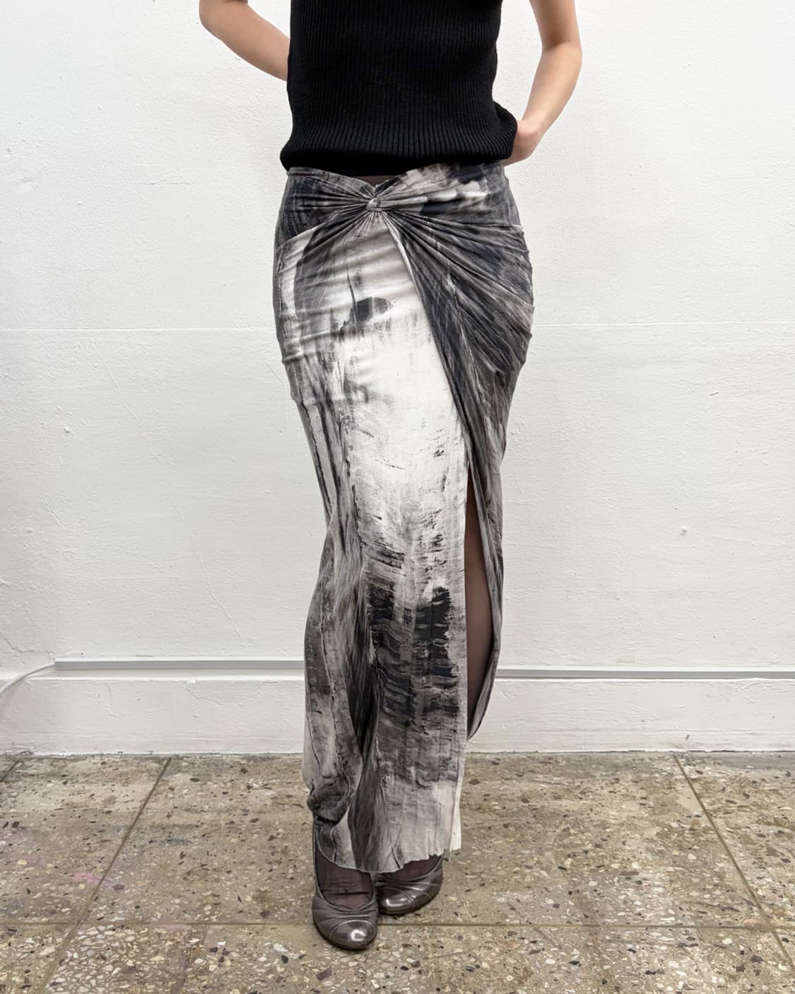 헬무트 랭 드레이프 프린팅 스커트 상품이미지1