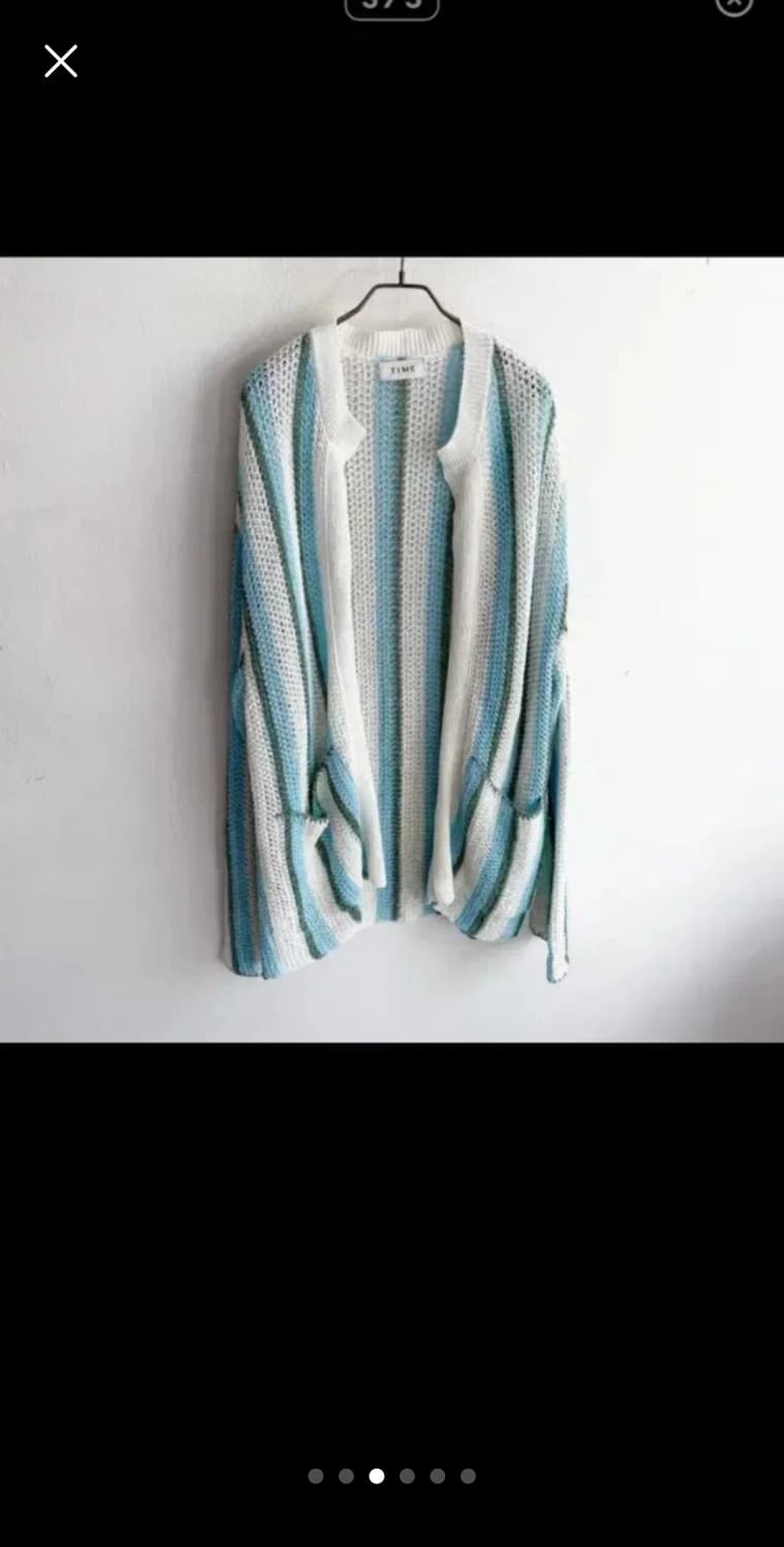 타임옴므 스트라이프 크로쉐 가디건 상품이미지3