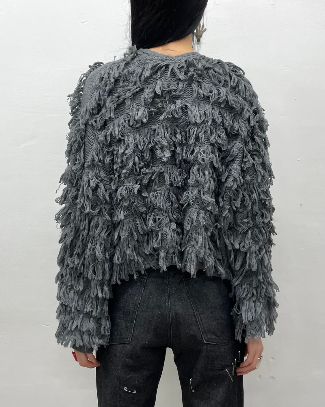  rope gray cropped cardigan 상품이미지3