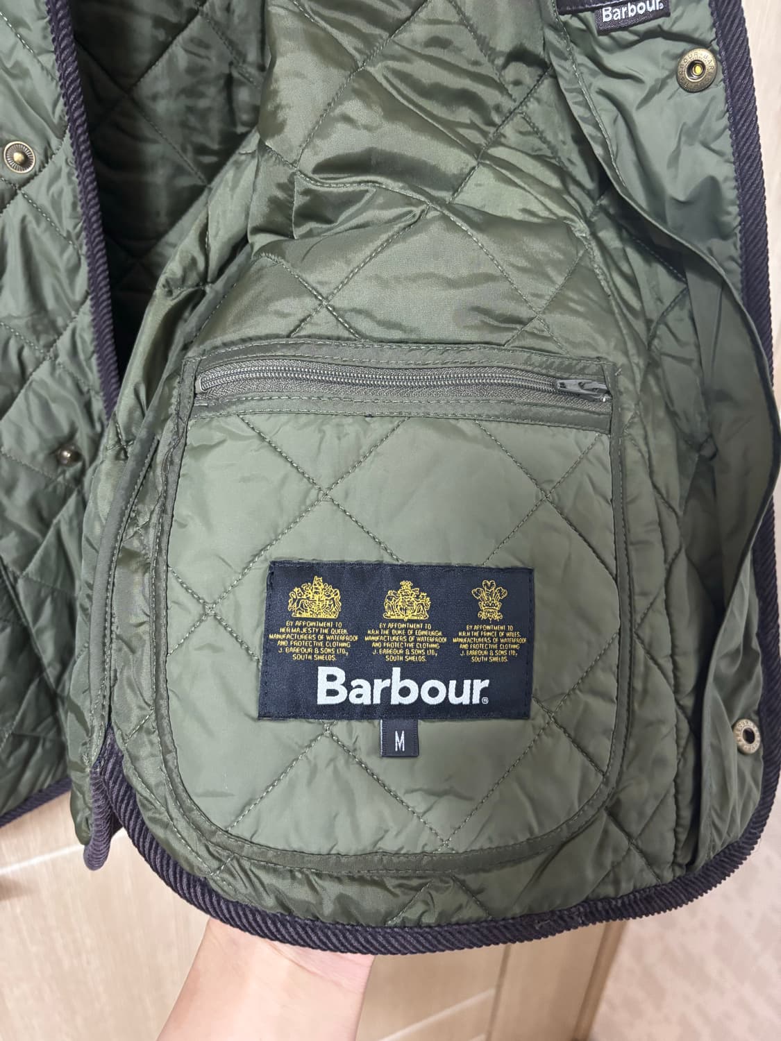 바버 퀄팅 자켓 올리브 상품이미지6