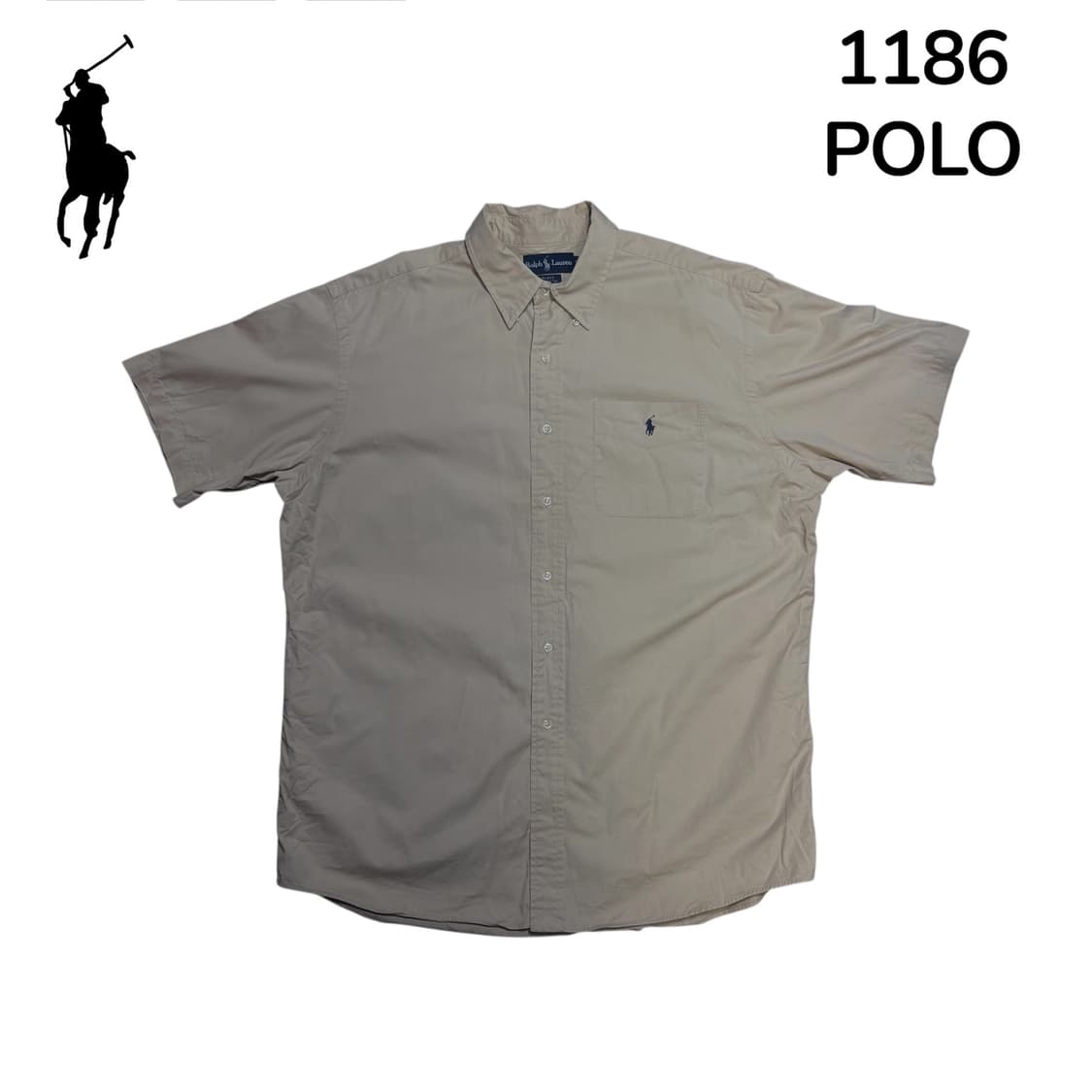 폴로 솔리드 베이지 반팔 셔츠 XL 상품이미지2