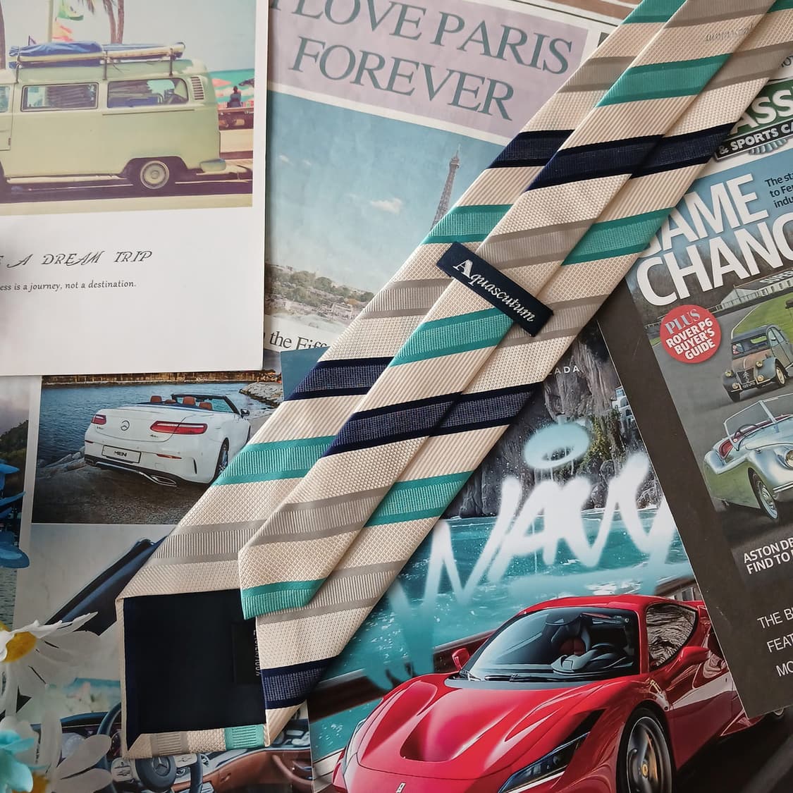 아쿠아스큐텀 실크 스트라이프 넥타이 9.3cm A등급 A19349
 상품이미지6