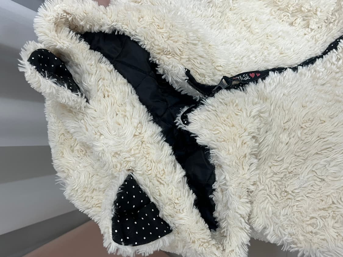 빈티지 라떼 도트 네코미미 털 후드집업 상품이미지4