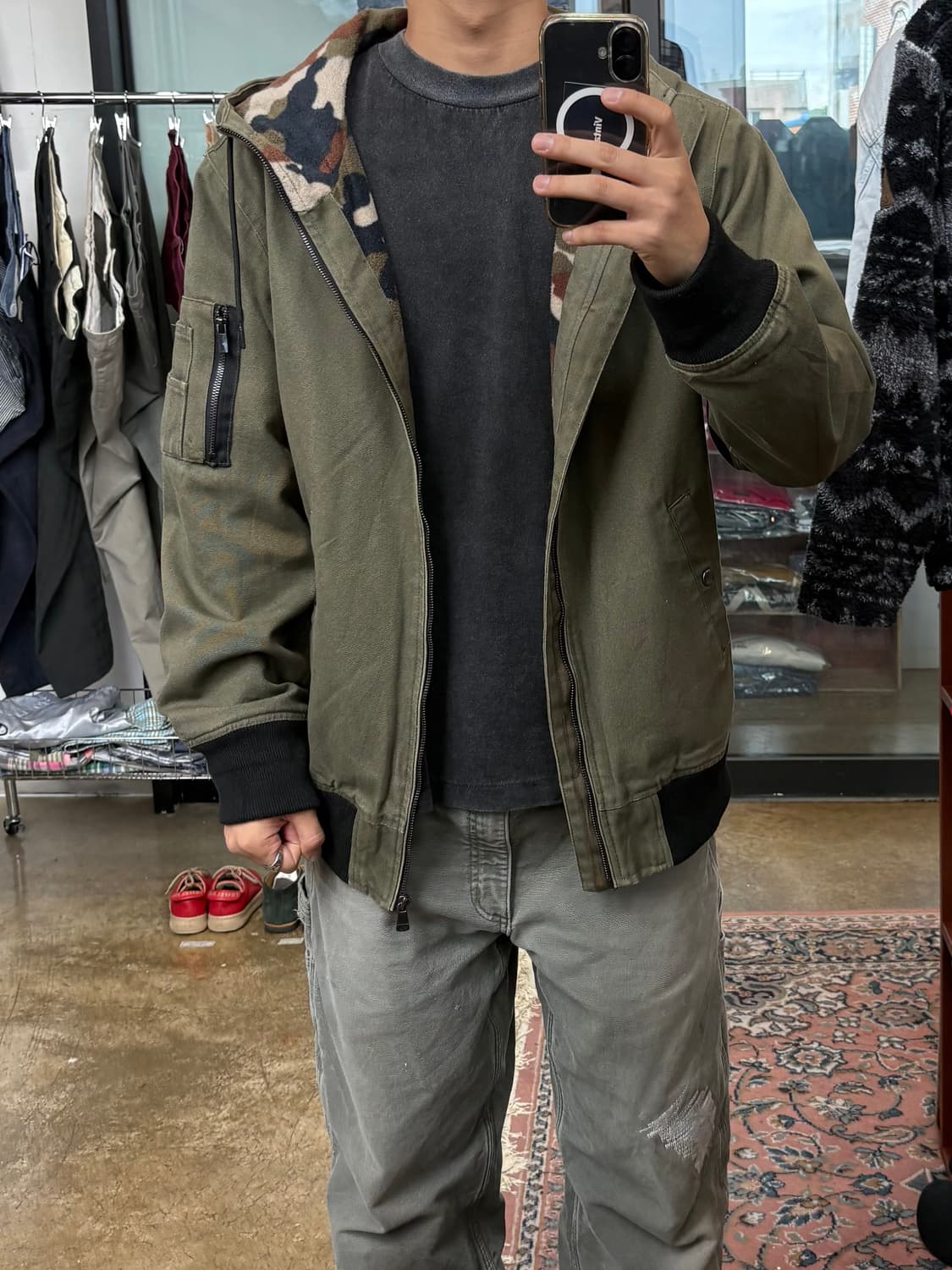 ILL’S 캔버스 밀리터리 플리스 워크 후드집업 상품이미지4