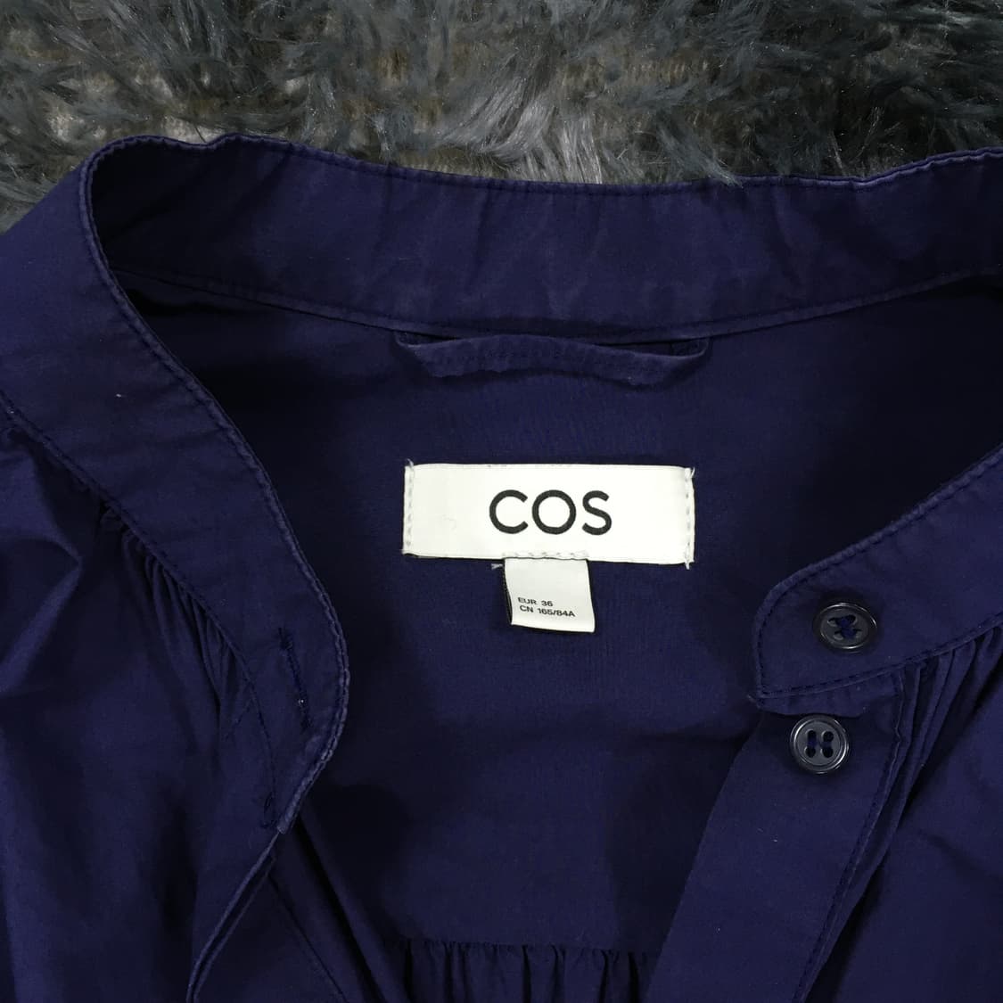 투티/0335 COS 빅 사이즈 롱 원피스 프릴 퍼프 소매 퍼플 네이비 상품이미지8