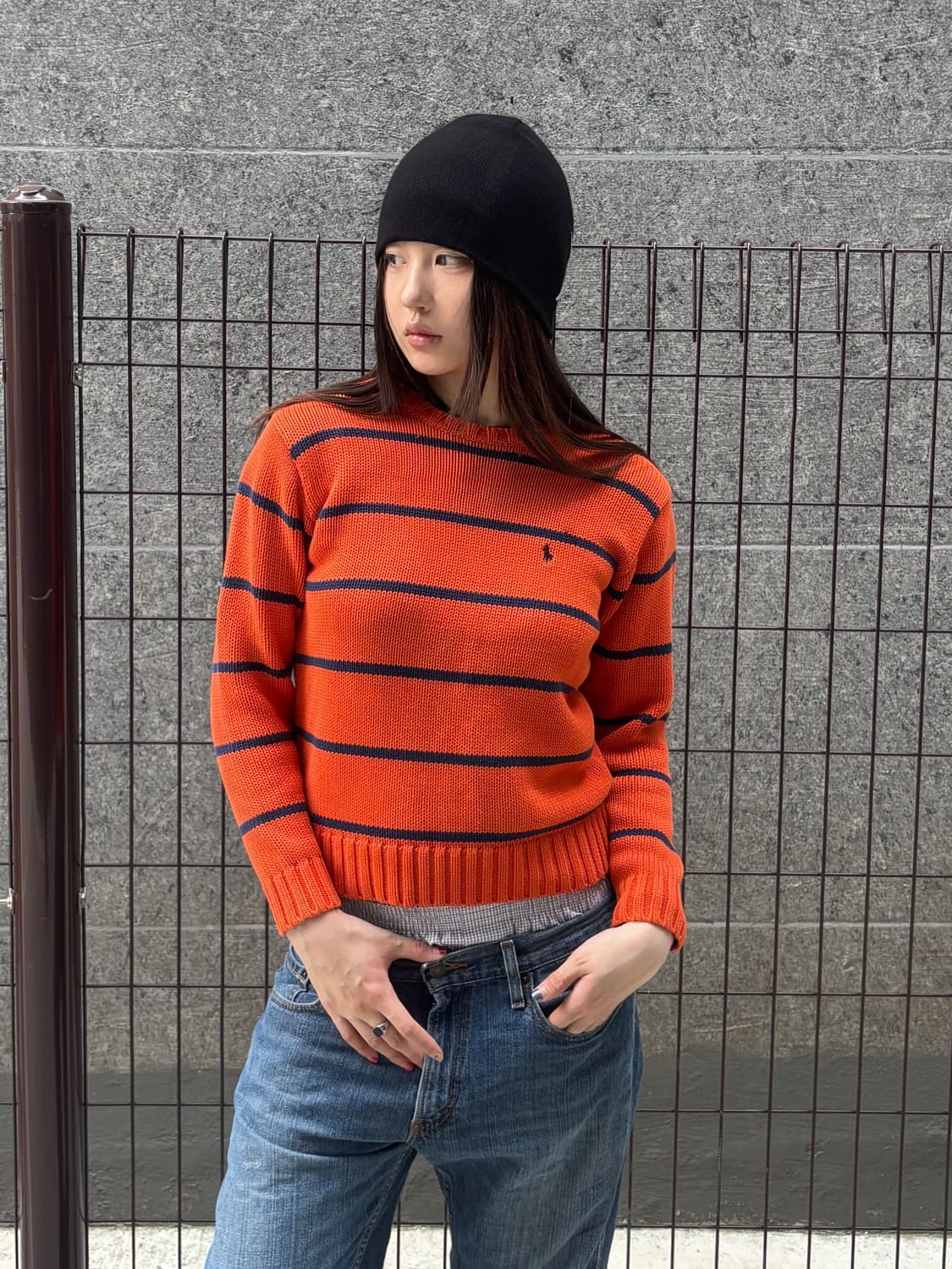 폴로 오렌지 스트라이프 니트 상품이미지3