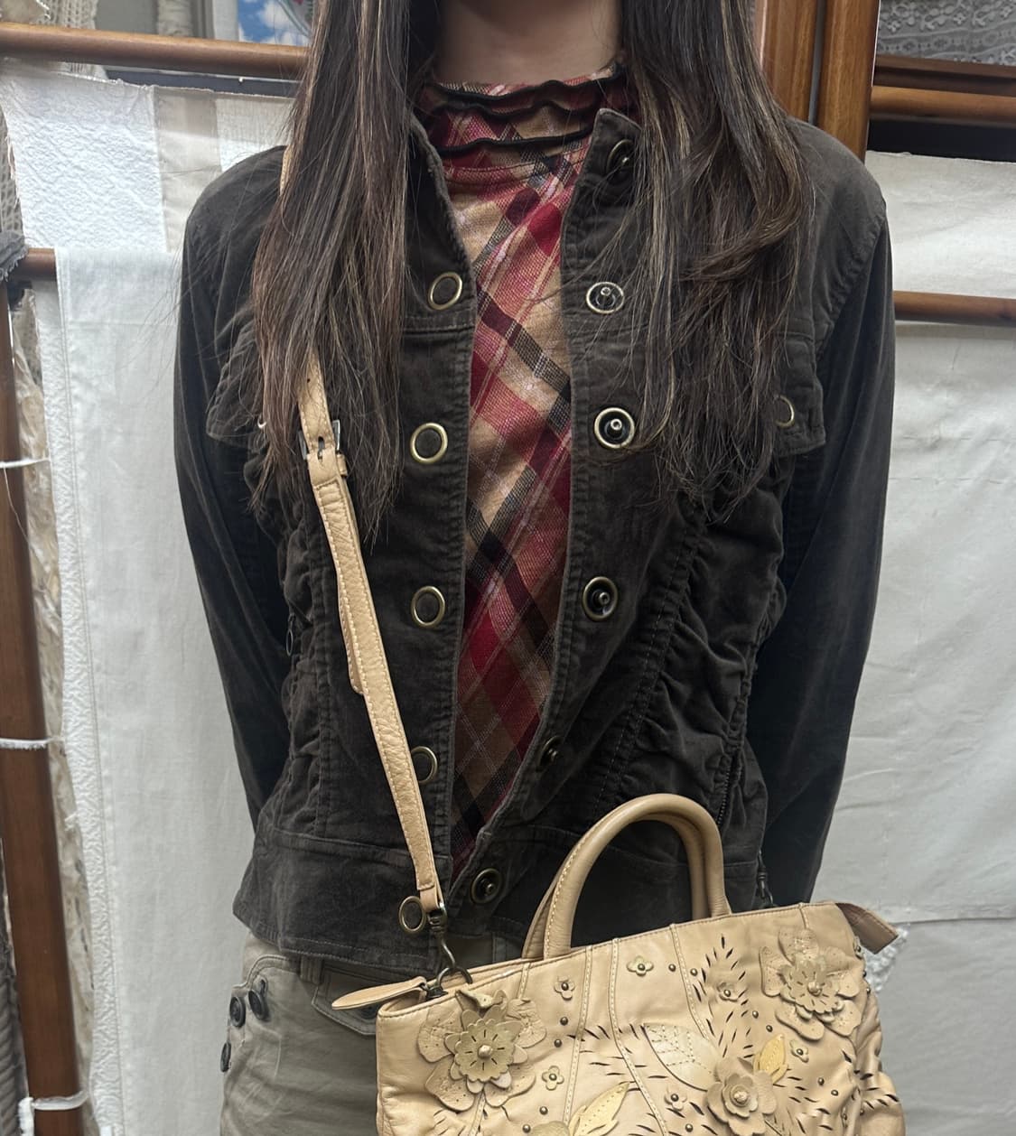 brown velvet button jacket 상품이미지1