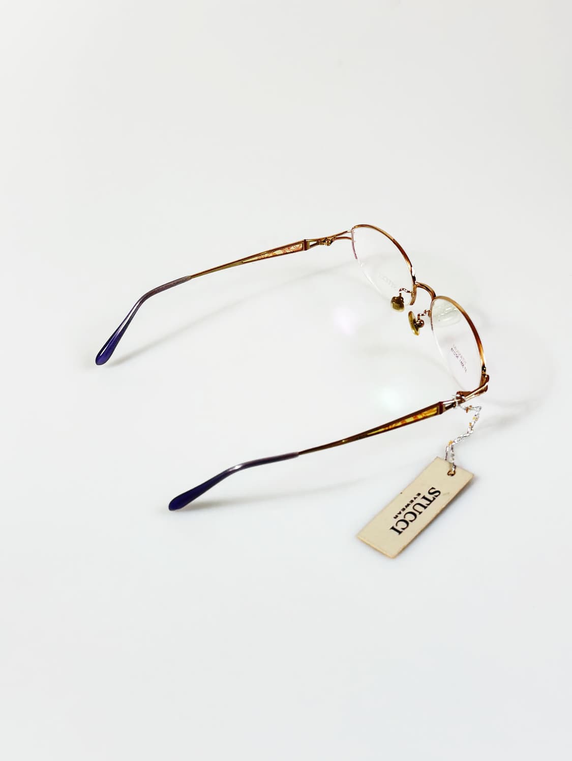90s STUCCI 골드 티타늄 오벌 반무테 빈티지 안경 상품이미지5