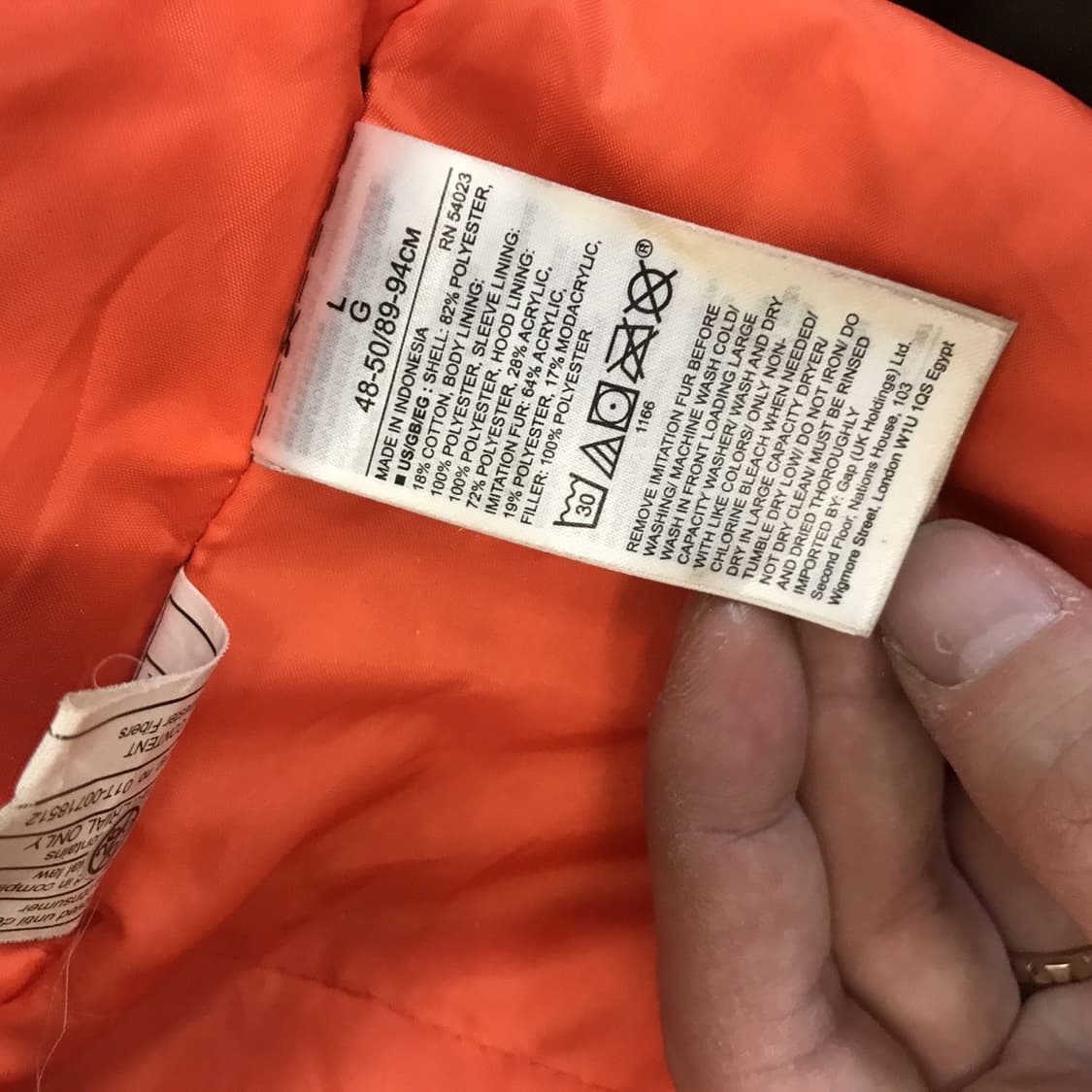 GAP 대장급 봄버 야상패딩 IDEAL 지퍼 [L사이즈] 상품이미지7