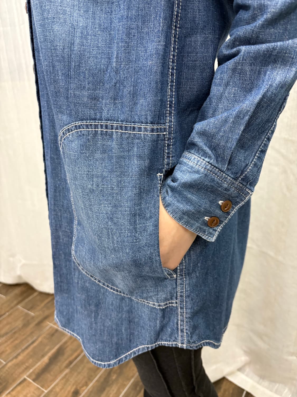 BEAMS 빔즈 하트 데님 셔츠 원피스 상품이미지2